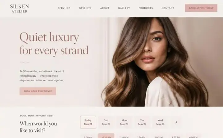Illustratives Website-Beispiel für ein Friseur- und Beautystudio