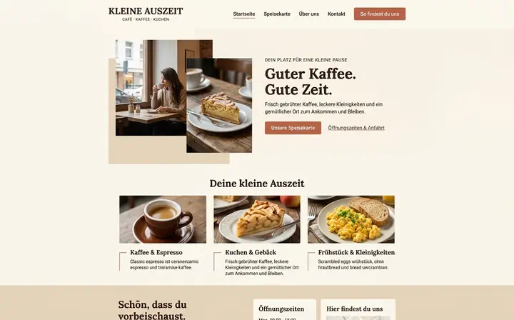 Illustratives Website-Beispiel für ein Café