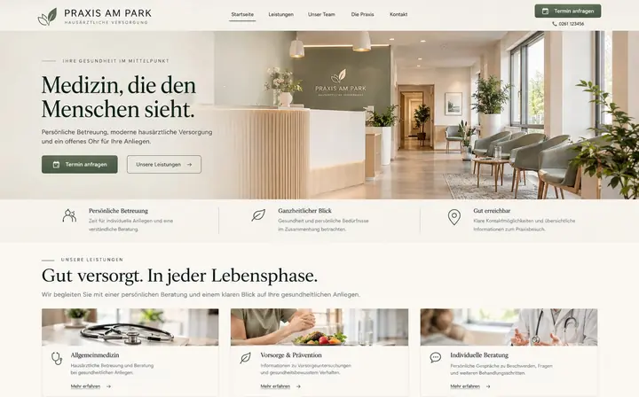 Illustratives Website-Beispiel für eine Arztpraxis